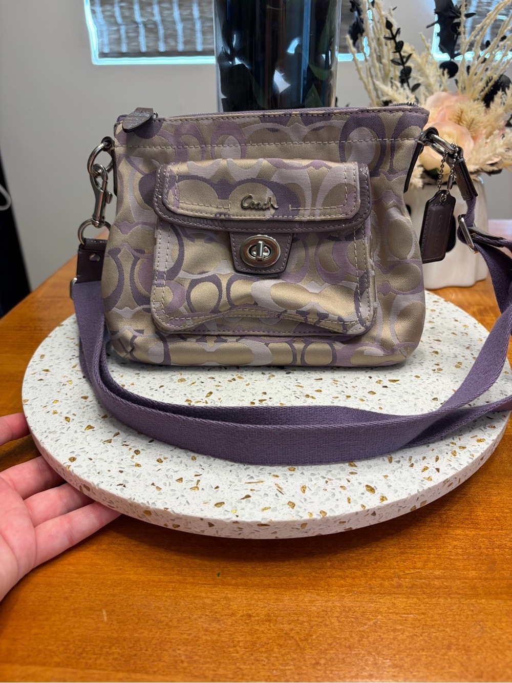 Coach Signature Lilac Signature Canvas Crossbody Bag
